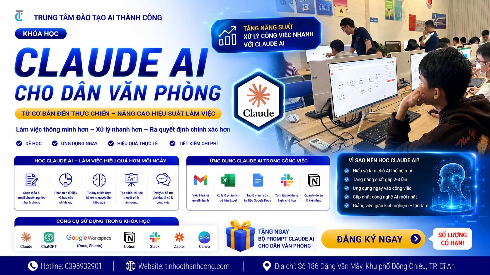 Khóa Học Claude AI Cho Dân Văn Phòng Giúp Tăng Năng Suất Làm Việc