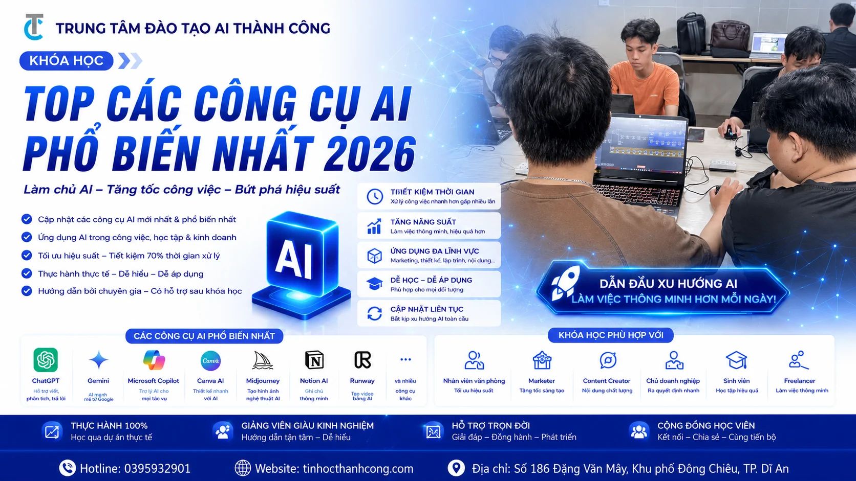 Top Các Công Cụ AI Phổ Biến Giúp Tăng Năng Suất Làm Việc Năm 2026