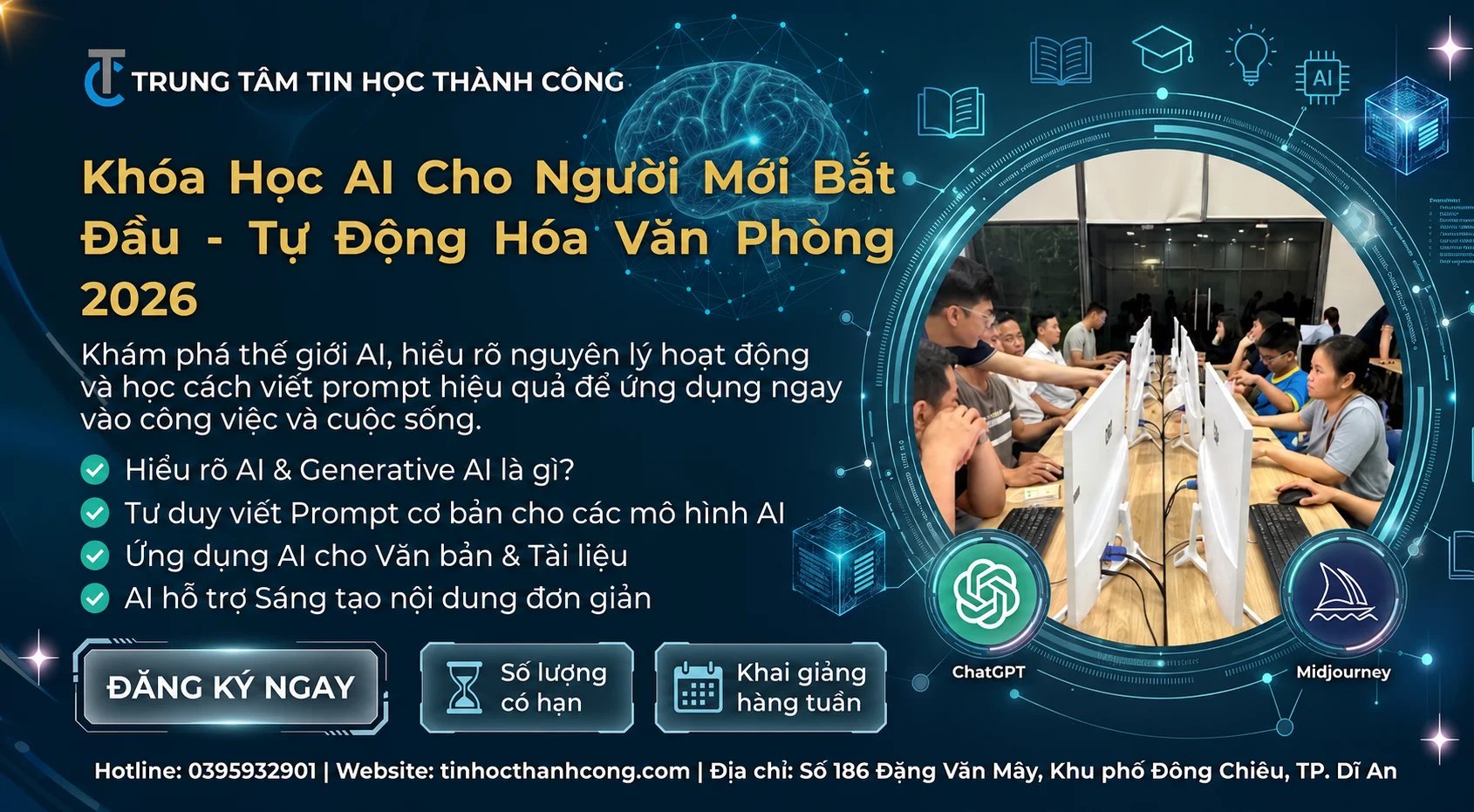 Khóa Học AI Cho Người Mới Bắt Đầu - Tự Động Hóa Văn Phòng 2026