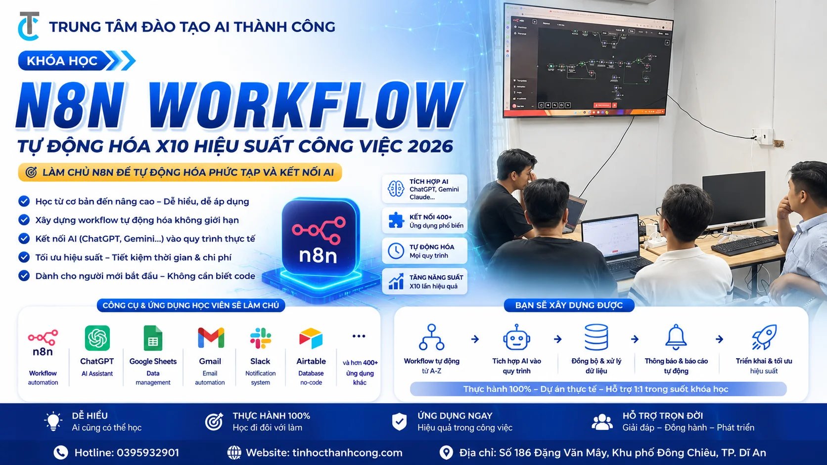 Khóa Học n8n Workflow Xây Dựng AI Agent Và Tự Động Hóa Công Việc Từ A-Z