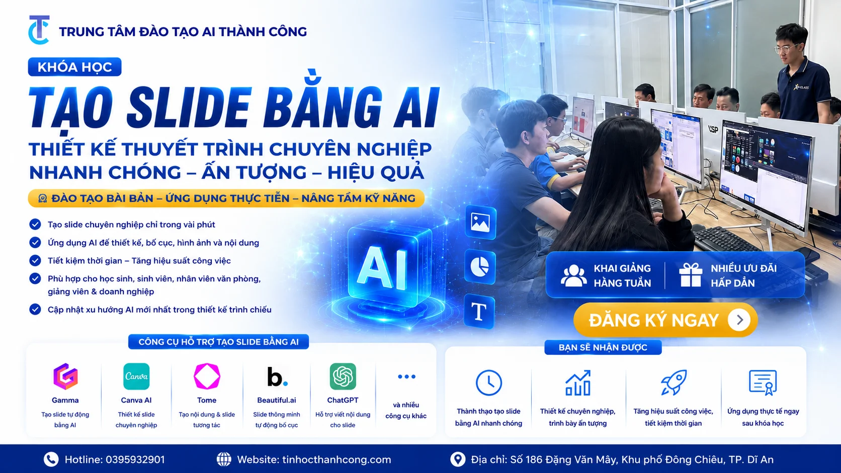 Khóa Học Tạo Slide Bằng AI – Thiết Kế Thuyết Trình Chuyên Nghiệp Nhanh Chóng