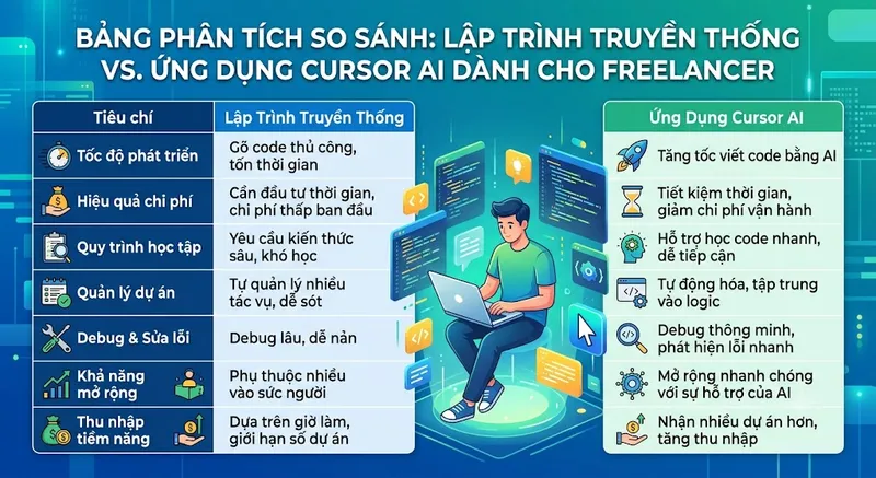 Bảng Phân Tích So Sánh Phương Pháp Lập Trình Truyền Thống Và Ứng Dụng Cursor AI