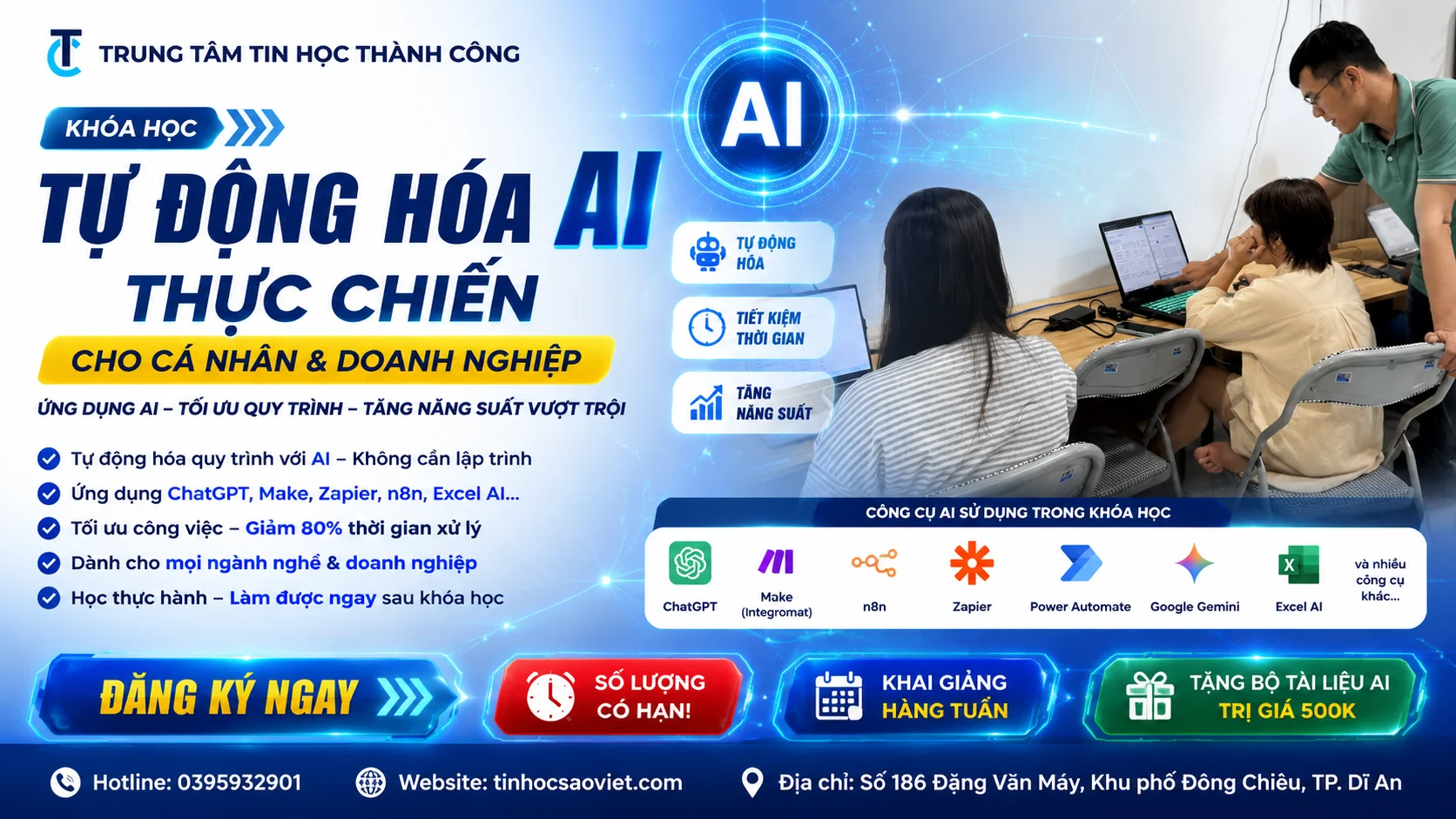 Khóa Học Tự Động Hóa AI Thực Chiến Cho Cá Nhân Và Doanh Nghiệp