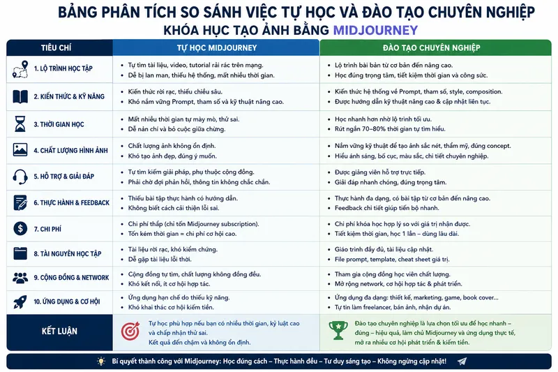 Bảng Phân Tích So Sánh Việc Tự Học Và Đào Tạo Chuyên Nghiệp Bảng Phân Tích So Sánh Việc Tự Học Và Đào Tạo Chuyên Nghiệp